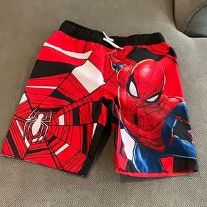 LIKE NEW!! Marvel Spider-Man Boys Board Shorts Swim Trunks Red White Black Sz M